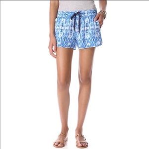Joie layana blue ikat silk drawstring shorts large